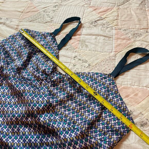 gap vintage y2k 100% silk retro pink green blue fish scale mermaid top medium - Picture 2 of 8